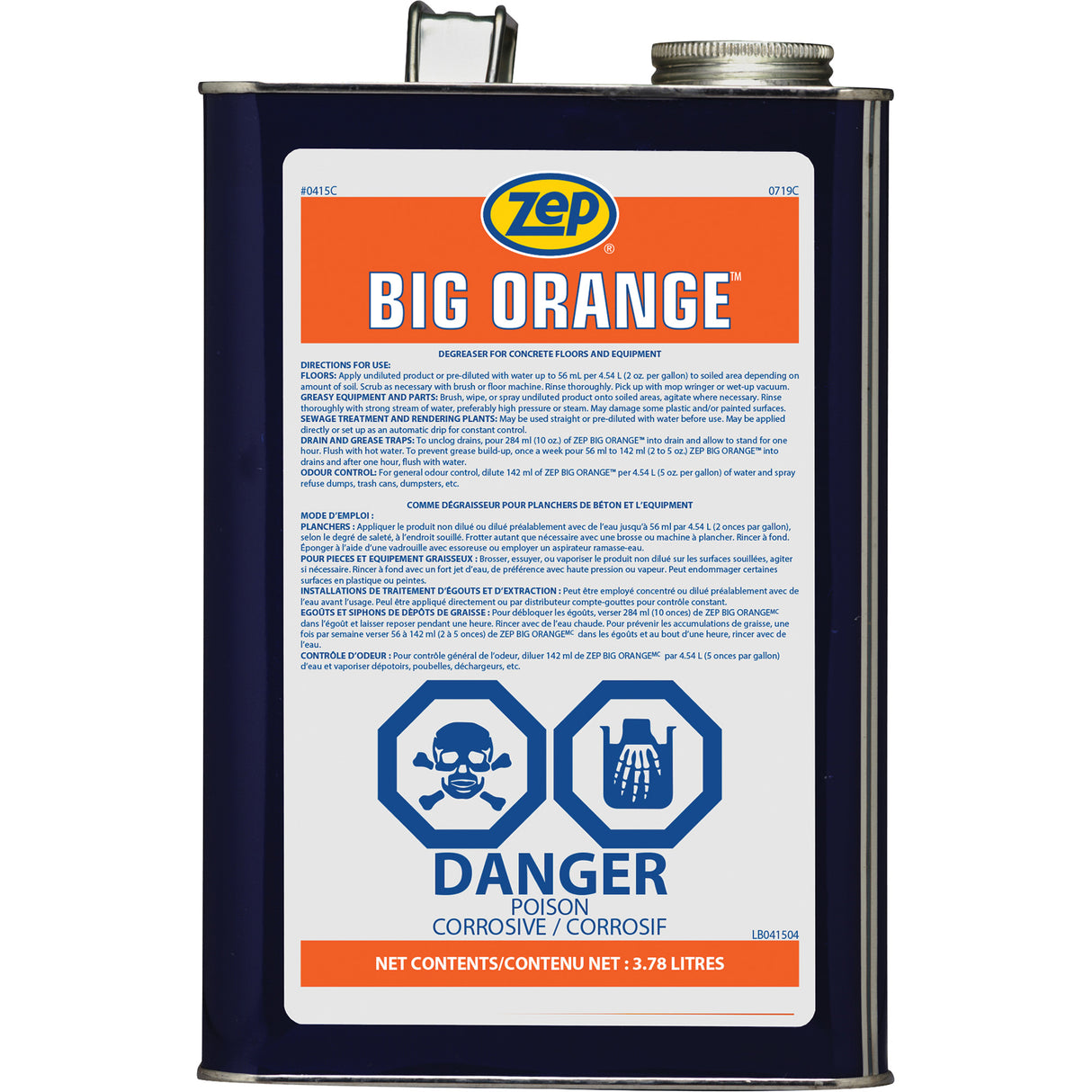 Big Orange Citrus Industrial Degreaser, 3.78 L