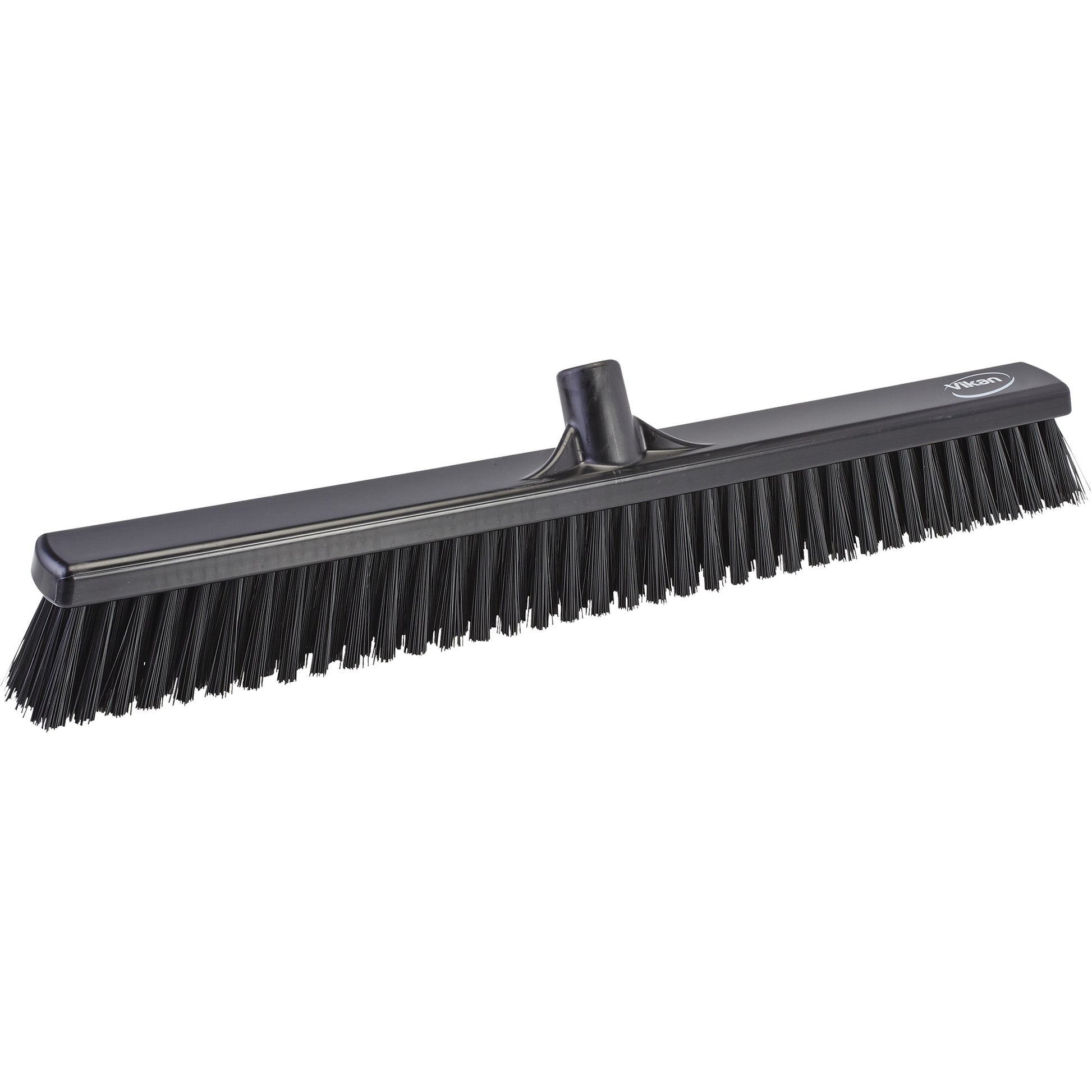 Combo Bristle Push Broom Head, Coarse/Fine Bristles, 24", Polyester, Black