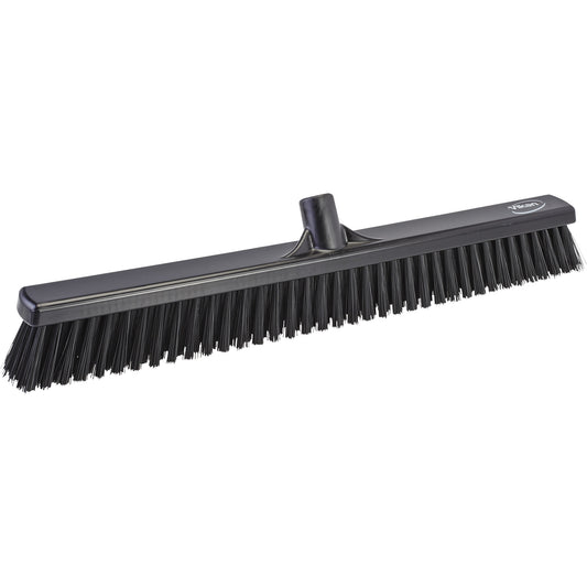 Combo Bristle Push Broom Head, Coarse/Fine Bristles, 24", Polyester, Black