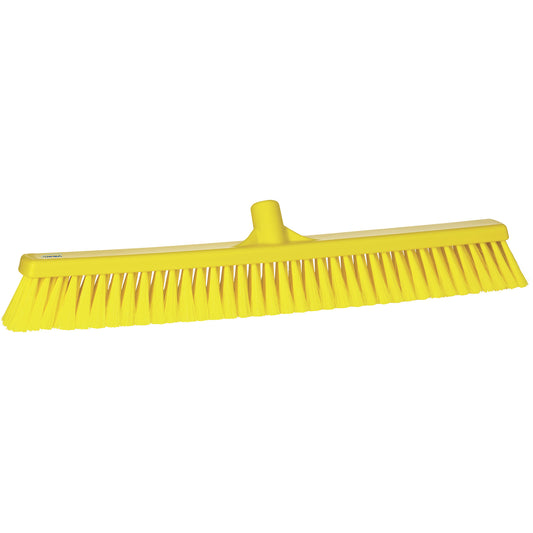 Small Particle Push Broom Head, Fine Bristles, 24", Polyester, Yellow