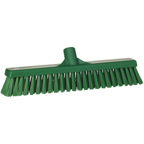 Combo Bristle Push Broom Head, Coarse/Fine Bristles, 16-1/2", Polyester, Green