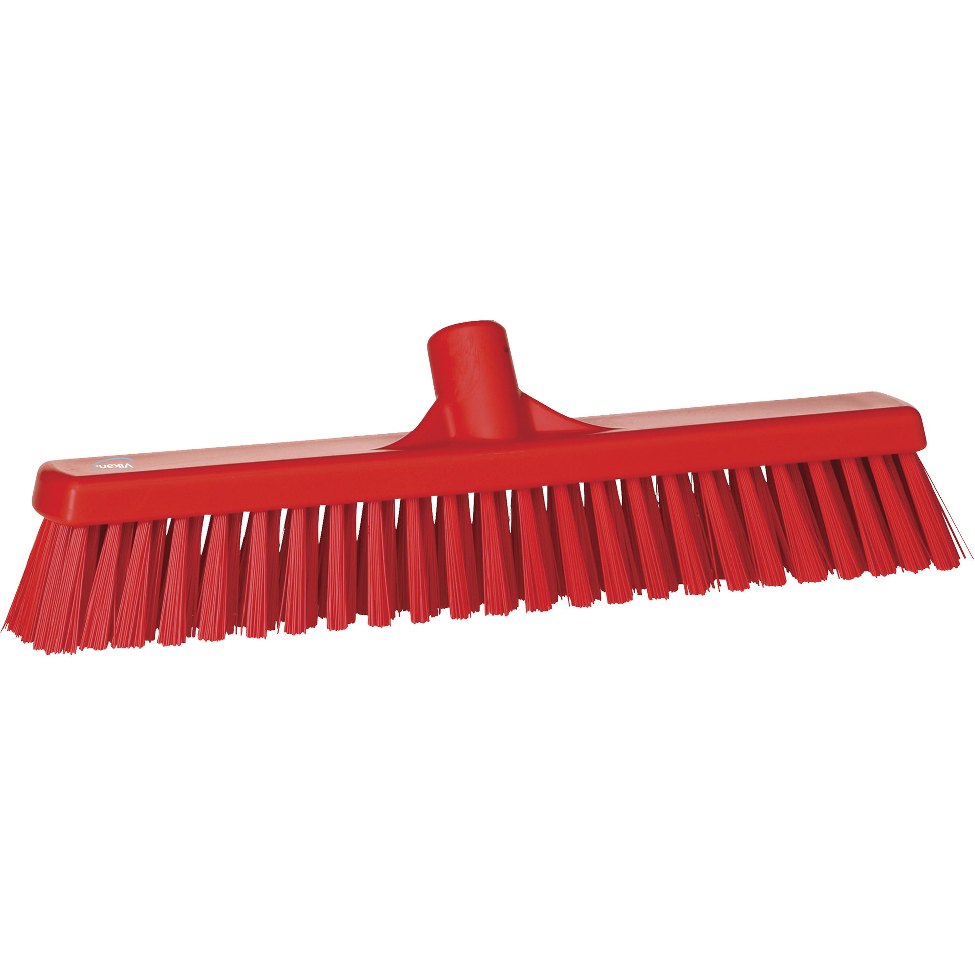 Combo Bristle Push Broom Head, Coarse/Fine Bristles, 16-1/2", Polyester, Red