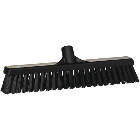 Combo Bristle Push Broom Head, Coarse/Fine Bristles, 16-1/2", Polyester, Black