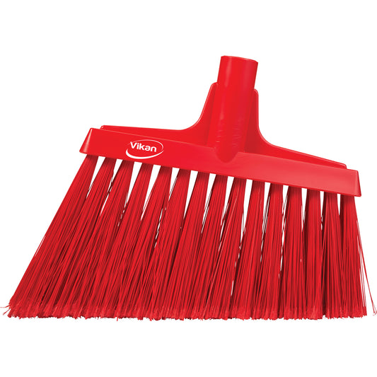 Angled Broom Head, Split Bristles, 11-1/2", Polyester, Red