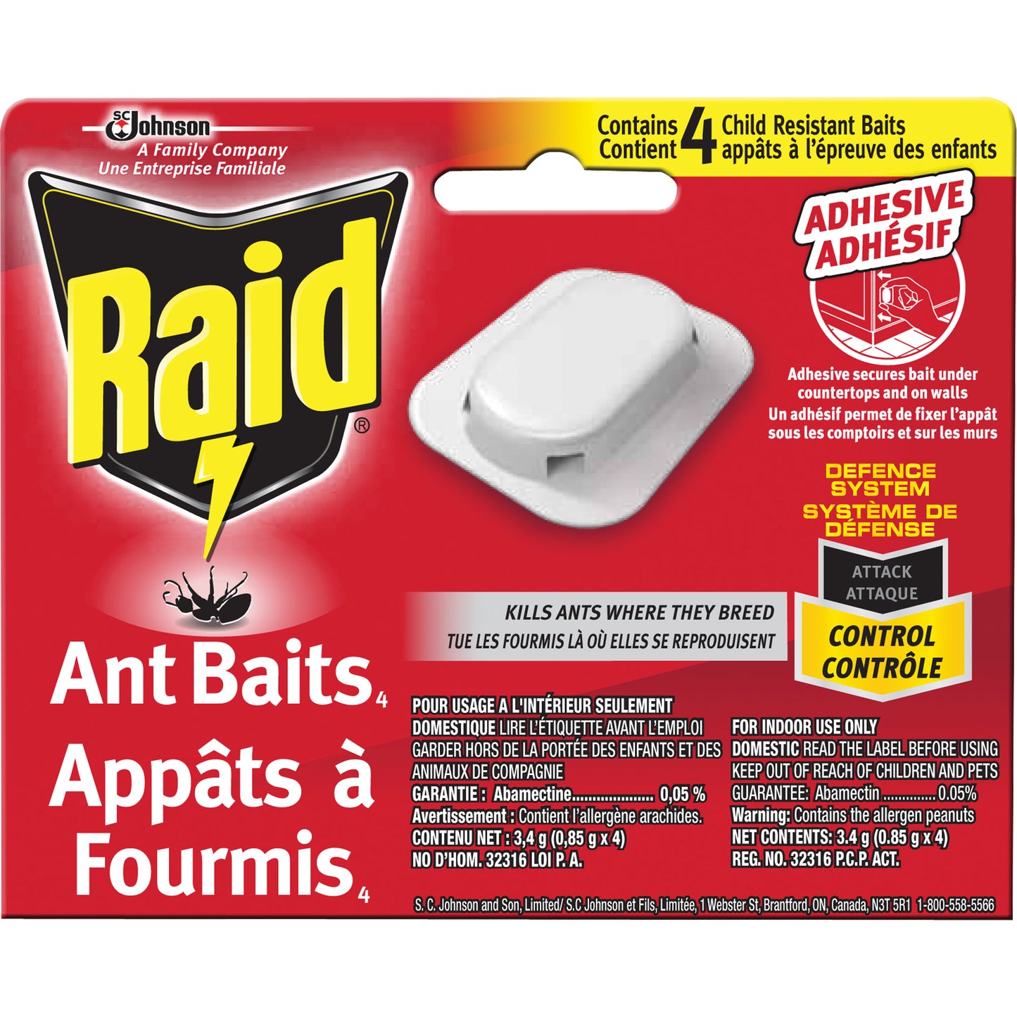 Raid® Ant Bait Traps, 5" L x 6" W x 1" H