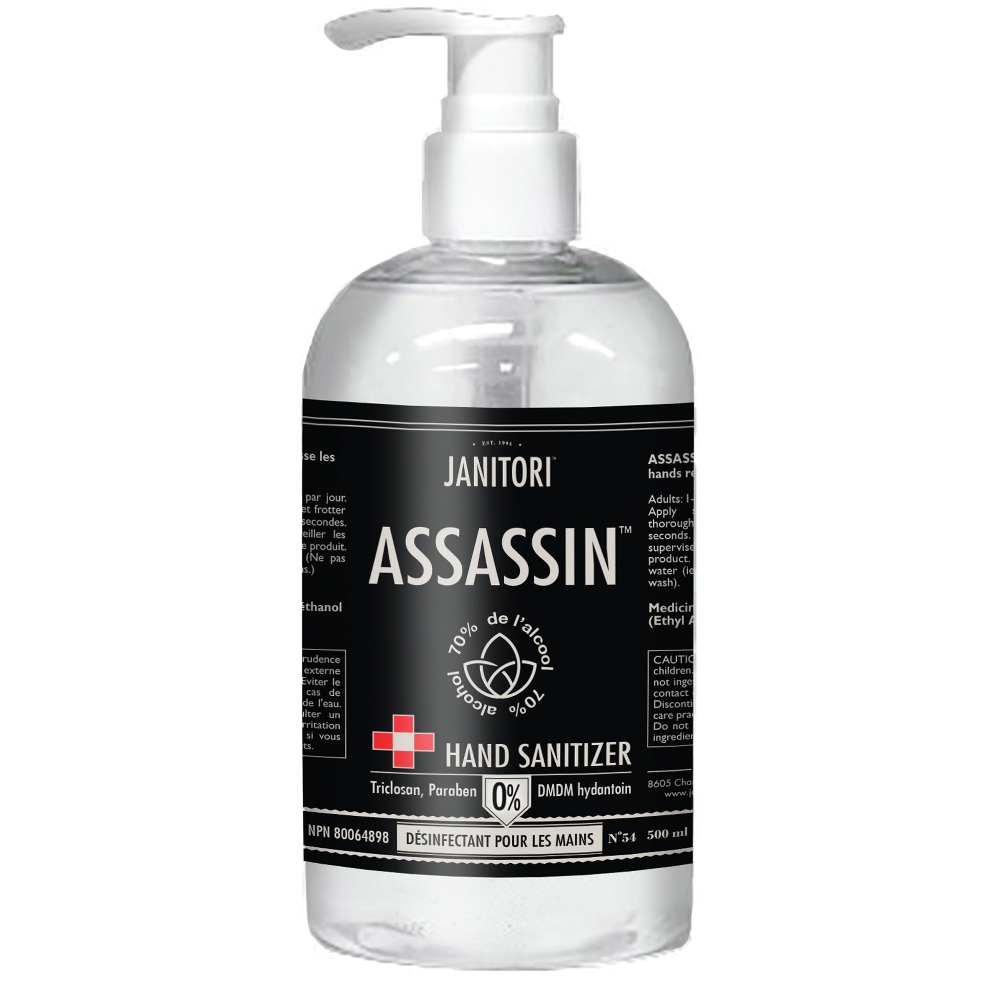 54 Assassin Hand Sanitizer, 500 ml, Pump Bottle, 70% Alcohol