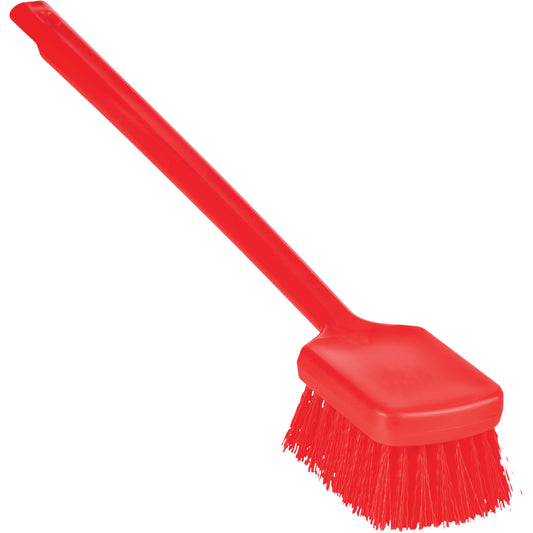 ColorCore Long Handle Brush, Stiff Bristles, 20" Long, Red