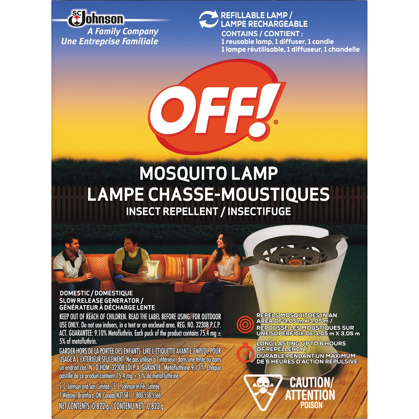 SC Johnson OFF! PowerPad® Mosquito Repellent Lamp, DEET Free, Lamp, 0.822 g