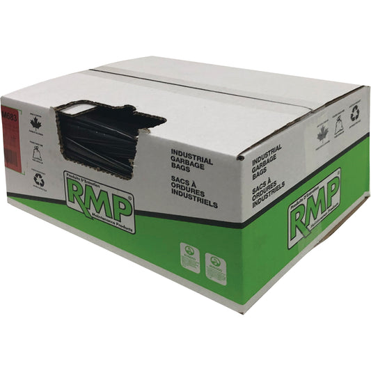 Industrial Garbage Bags, Strong, 35" W x 50" L, 0.9 mils, Black, 194 L (44 Gal.) Capacity