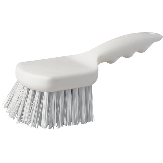 Short Handle Pot Brush, 9" L, Polypropylene Bristles, White