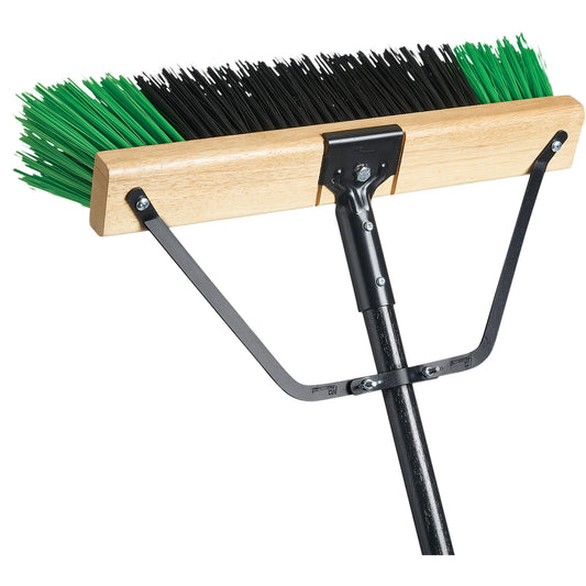 Ryno Push Broom with Braced Handle, 18", Coarse, PVC Bristles