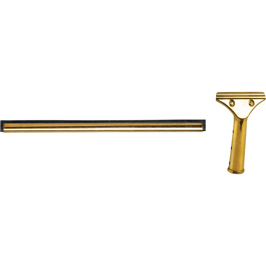 Window Squeegee with Handle, 18", Rubber, Brass Frame
