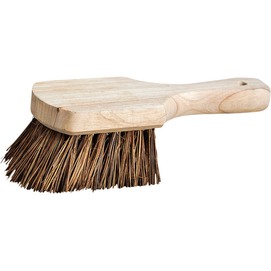 Short Handle Pot Brush, Stiff Bristles, 9" Long, Brown