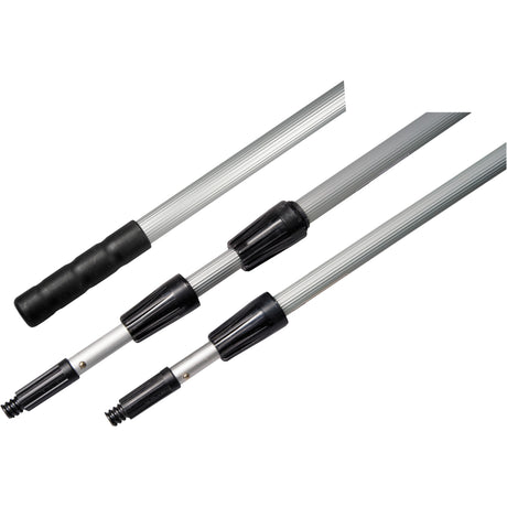 3-Piece Extension Handle, Aluminum, Telescopic, Threaded Taper Tip, 1" Diameter, 360" Length