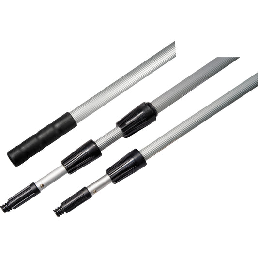 3-Piece Extension Handle, Aluminum, Telescopic, Threaded Taper Tip, 1" Diameter, 360" Length