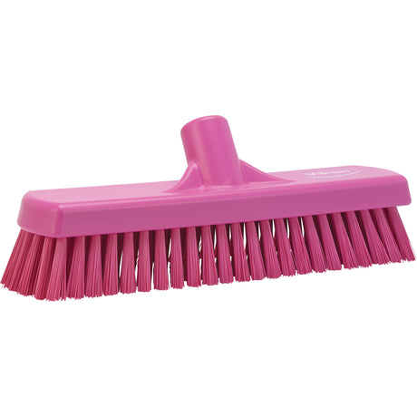 Deck & Wall Scrub Broom, Stiff Bristles, 12", Polyester, Pink