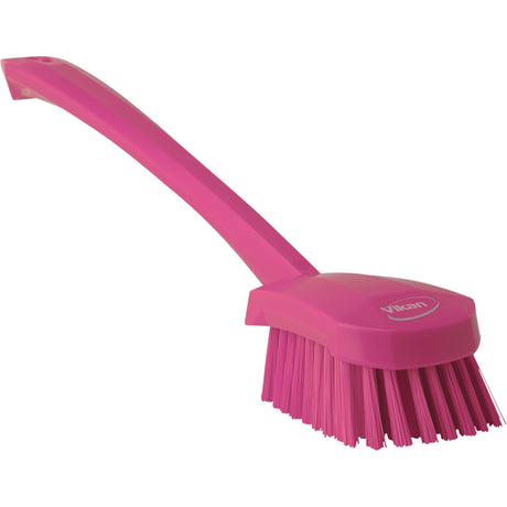 Long Handle Brush, Stiff Bristles, 15-1/2" Long, Pink