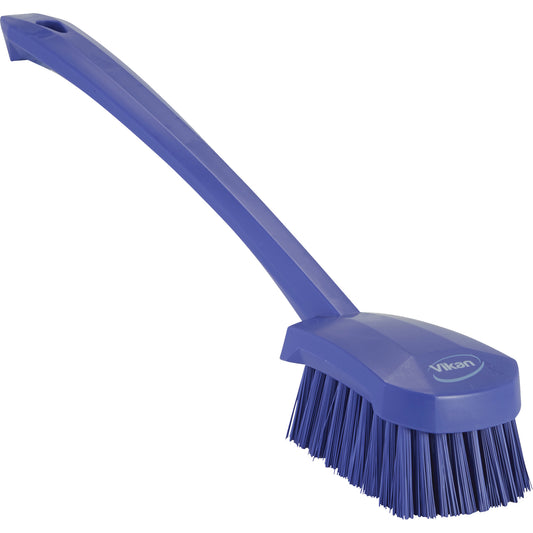 Long Handle Brush, Stiff Bristles, 15-1/2" Long, Purple