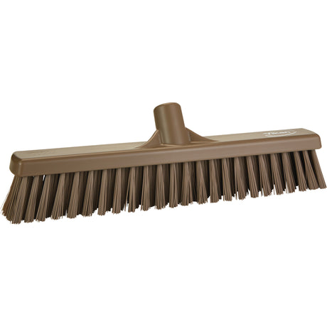 Combo Bristle Push Broom Head, Coarse/Fine Bristles, 16-1/2", Polyester, Brown