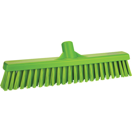 Combo Bristle Push Broom Head, Coarse/Fine Bristles, 16-1/2", Polyester, Lime