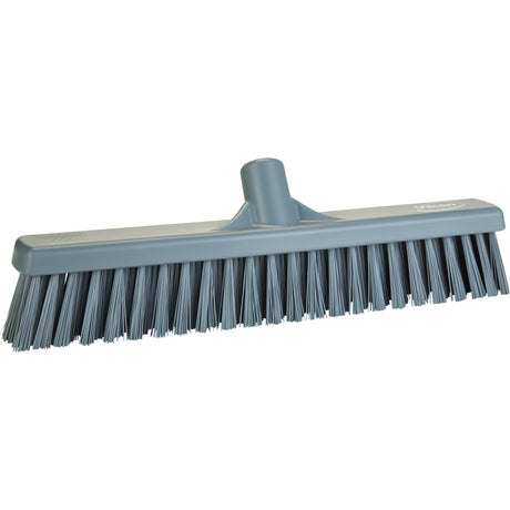 Combo Bristle Push Broom Head, Coarse/Fine Bristles, 16-1/2", Polyester, Grey