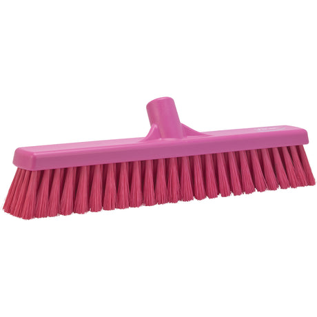 Small Particle Push Broom Head, Fine Bristles, 16-1/2", Polyester, Pink