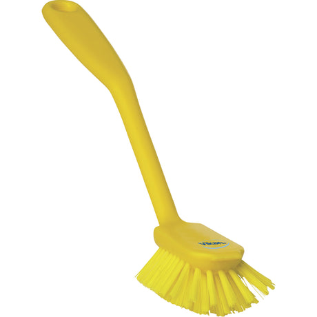 Dish Brush with Scraper, Medium Bristles, 11" Long, Yellow
