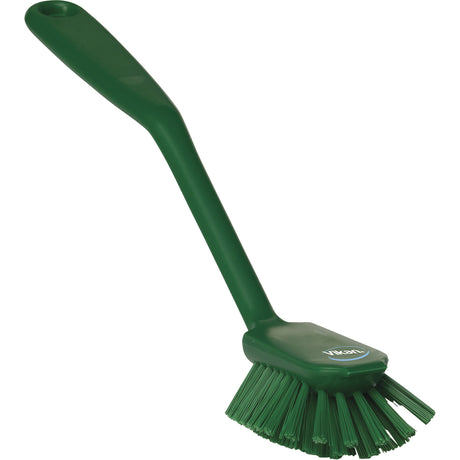 Dish Brush with Scraper, Medium Bristles, 11" Long, Green