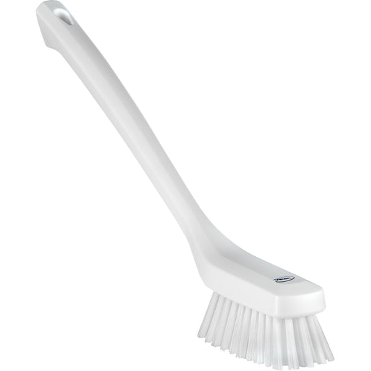 Narrow Long-Handle Cleaning Brush, Stiff Bristles, 16-1/2" Long, White