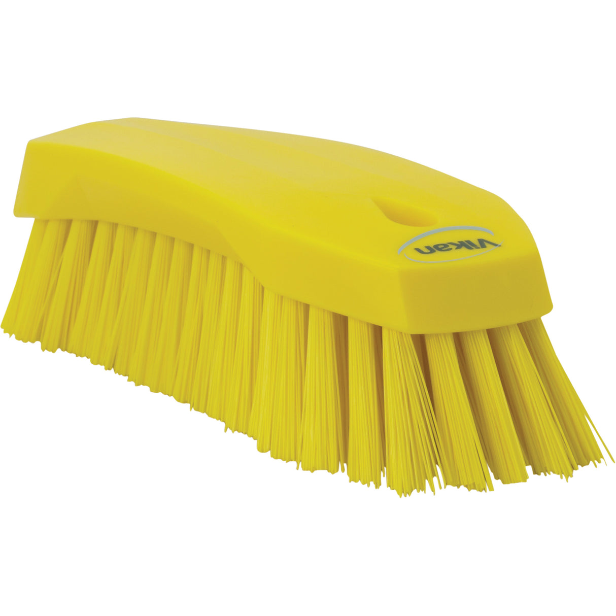 Large Angled Hand Brush, Stiff Bristles, 8" Long, Yellow