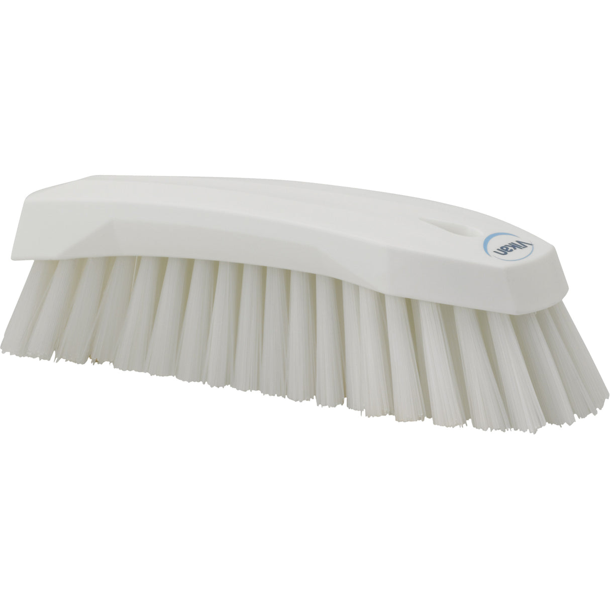 Large Angled Hand Brush, Stiff Bristles, 8" Long, White