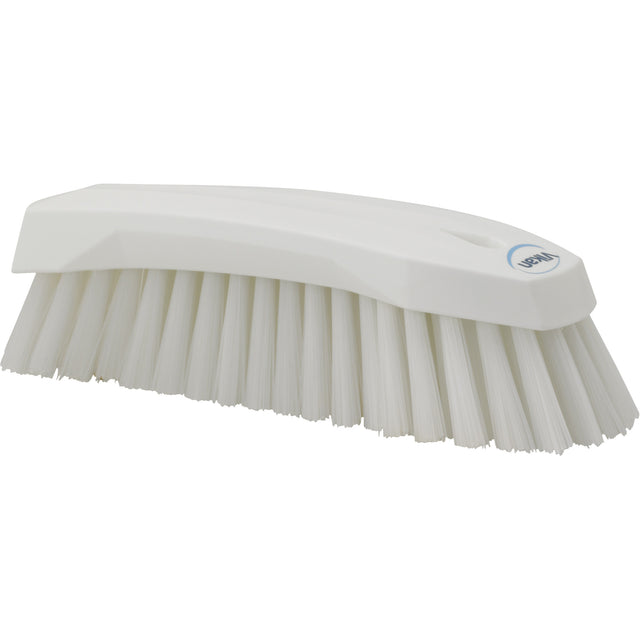 Large Angled Hand Brush, Stiff Bristles, 8" Long, White