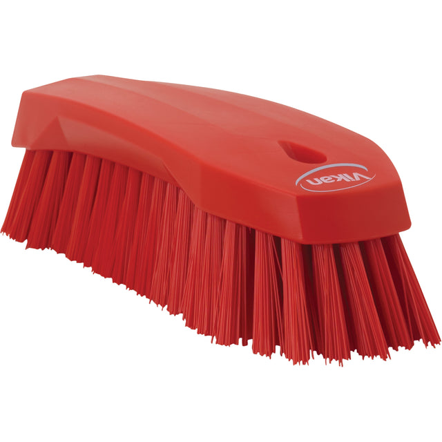 Large Angled Hand Brush, Stiff Bristles, 8" Long, Red