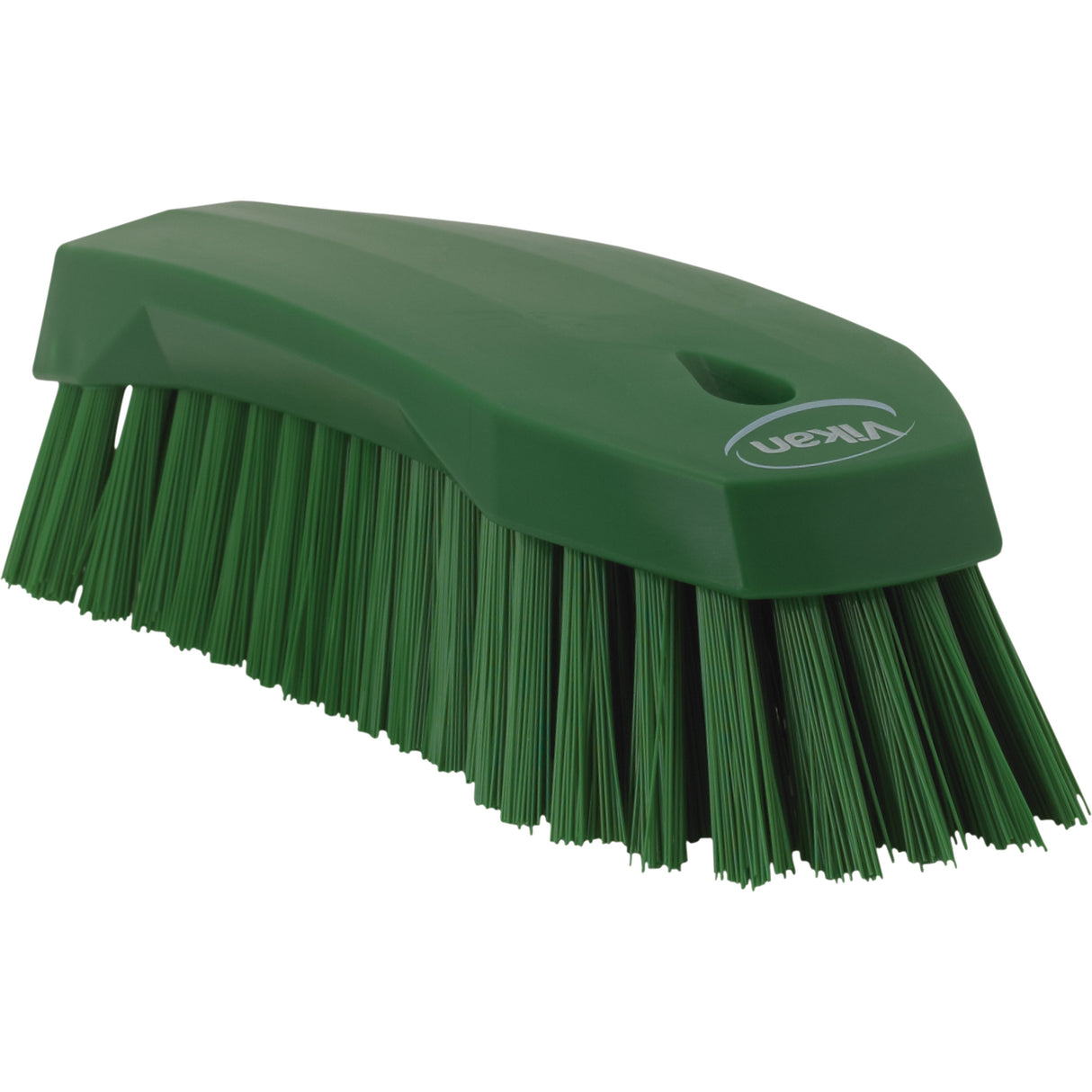 Large Angled Hand Brush, Stiff Bristles, 8" Long, Green