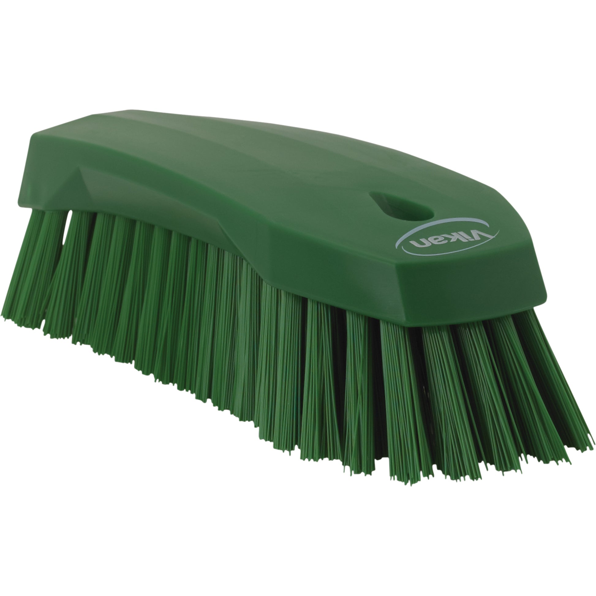 Large Angled Hand Brush, Stiff Bristles, 8" Long, Green