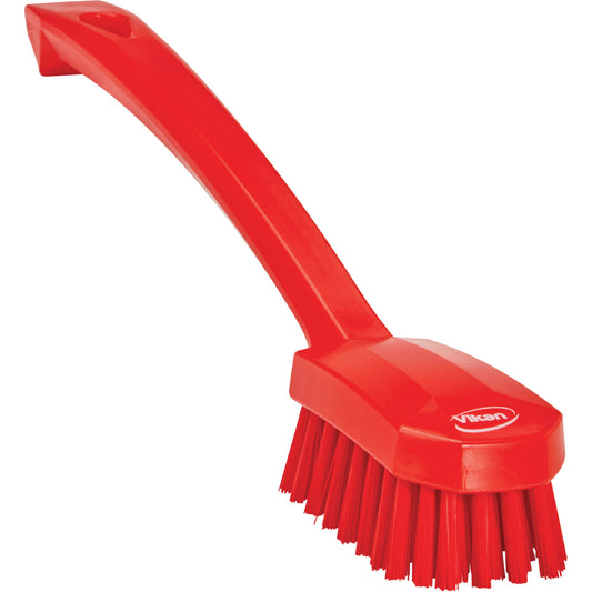 Small Utility Brush, Medium Bristles, 10-1/4" Long, Red