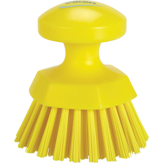 Round Hand Brush, Stiff Bristles, 5" Long, Yellow