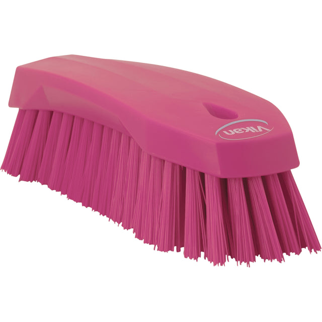 Large Angled Hand Brush, Stiff Bristles, 8" Long, Pink