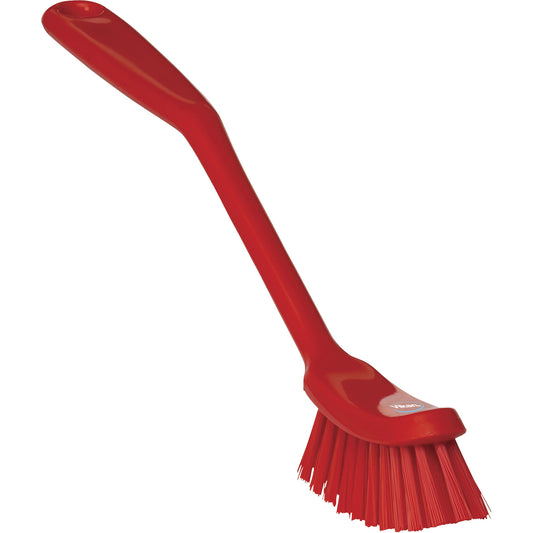 Narrow Dish Brush, Medium Bristles, 11" Long, Red