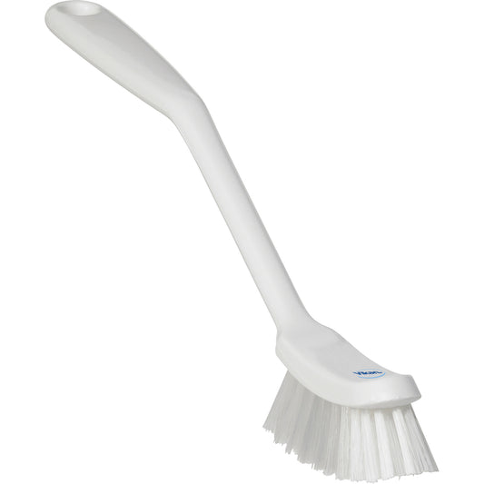 Narrow Dish Brush, Medium Bristles, 11" Long, White