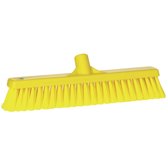 Fine Particle Push Broom, Fine/Split Bristles, 16-1/4", Polypropylene, Yellow
