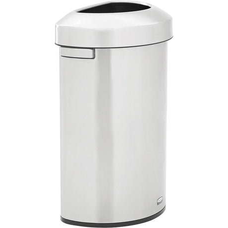 Refine Half Round Waste Container, Stainless Steel, 21 US. Gal.