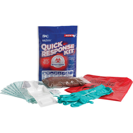 Brady Hazwik® Quick Response Spill Kit for Bodily Fluids, Biohazard, Bag, 0.49 US gal. Absorbancy