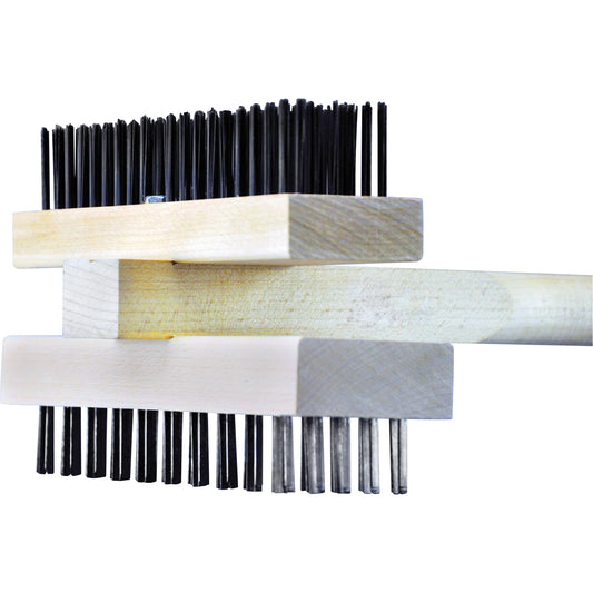 Double-Sided Commercial Broiler & Grill Brush, Carbon Steel/Flat Steel Wire, 48" Long
