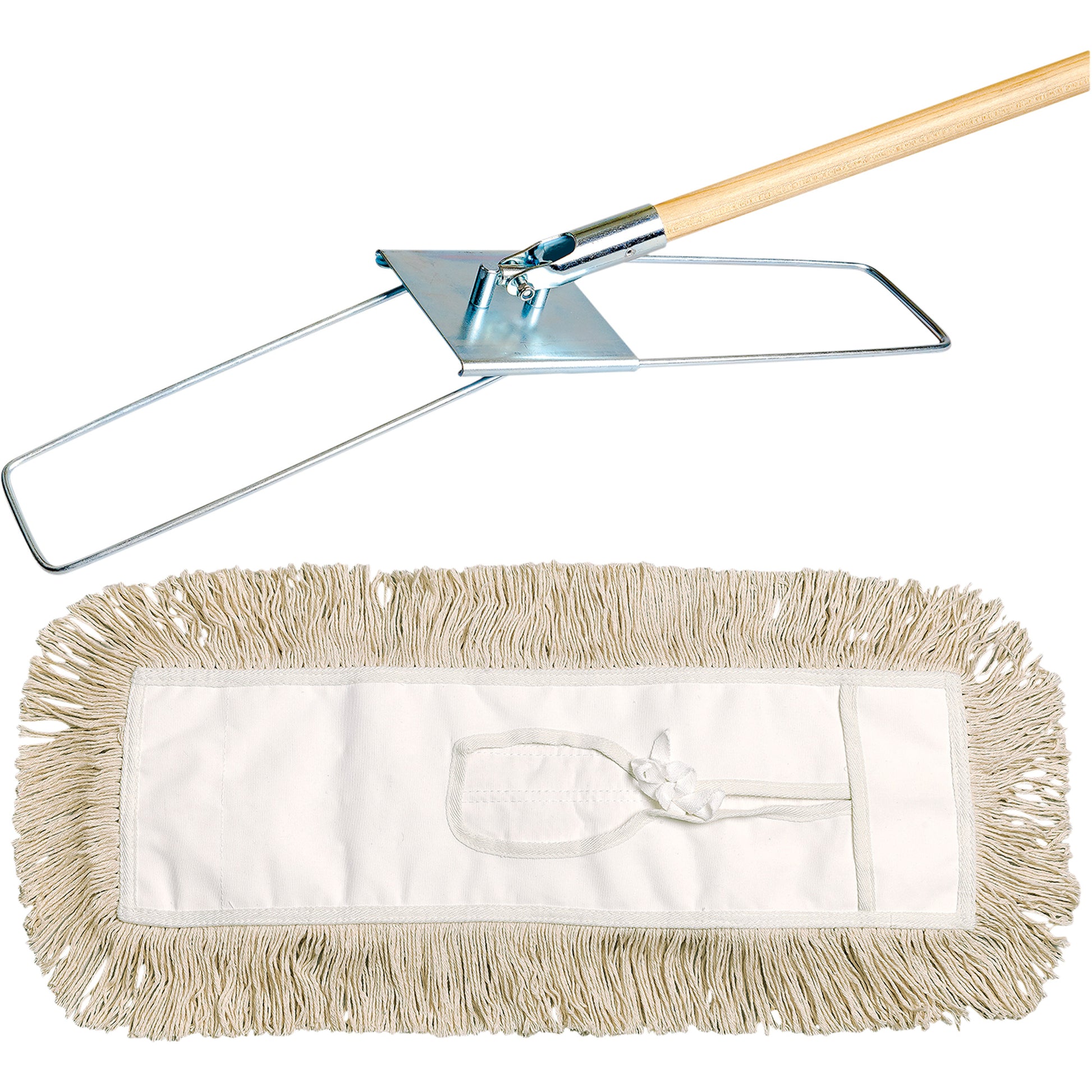 Break-Ezy Dust Mop System, Tie-On Style, Cotton, 48" L x 3-1/2" W
