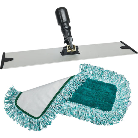 Dust Mop Pad & Frame, Hook and Loop Style, Polyester, 18" L x 5-3/4" W