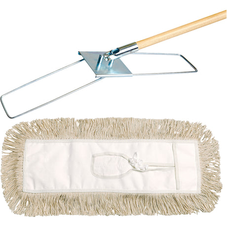 Break-Ezy Dust Mop System, Tie-On Style, Cotton, 36" L x 5" W