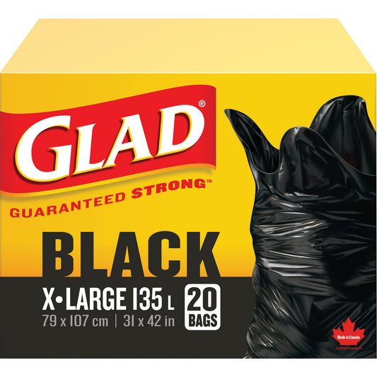 135L Garbage Bags, Regular, 31" W x 42" L, Black