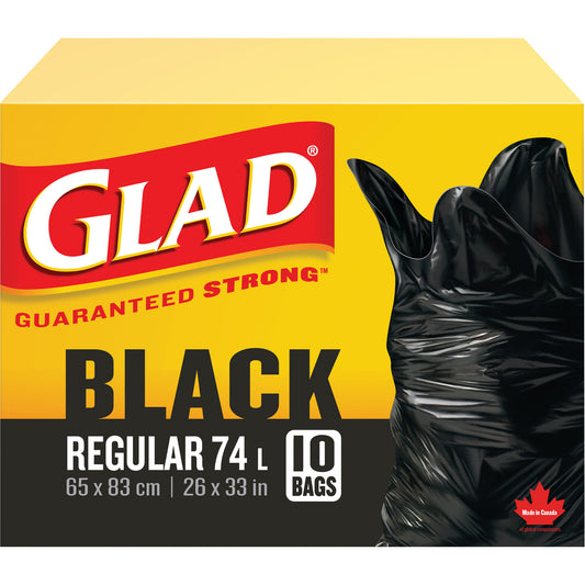 74L Garbage Bags, Regular, 26" W x 33" L, Black