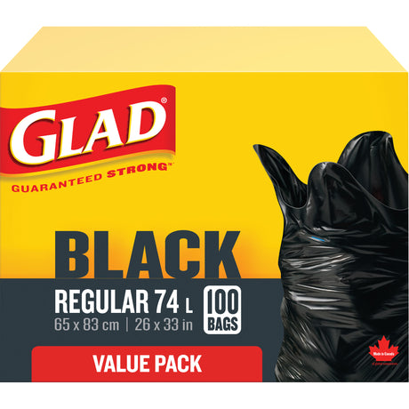 74L Garbage Bags, Regular, 26" W x 33" L, Black